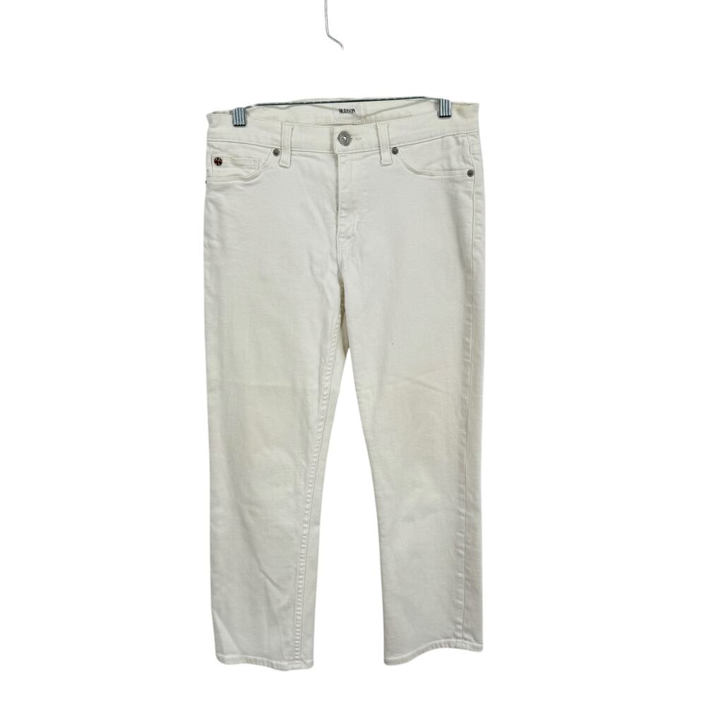 Hudson Fallon Crop White Jeans SZ 27 Womens Straight Beach Coastal Comfort Relax
